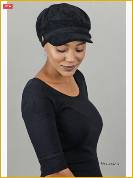 Chenille Newsboy Cap for Women Chemo Hat Head Covering Tweed Corduroy